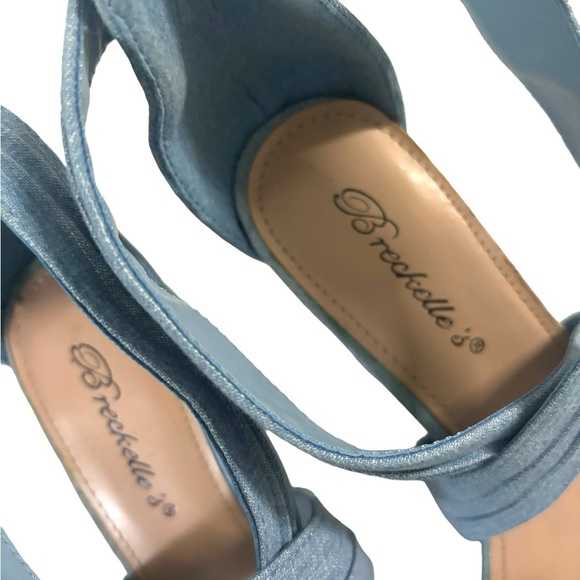 Breckelle’s Dusty Blue Denim Heel Strappy Block Open Toe Pump Shoe SZ 6.5 - Picture 8 of 11
